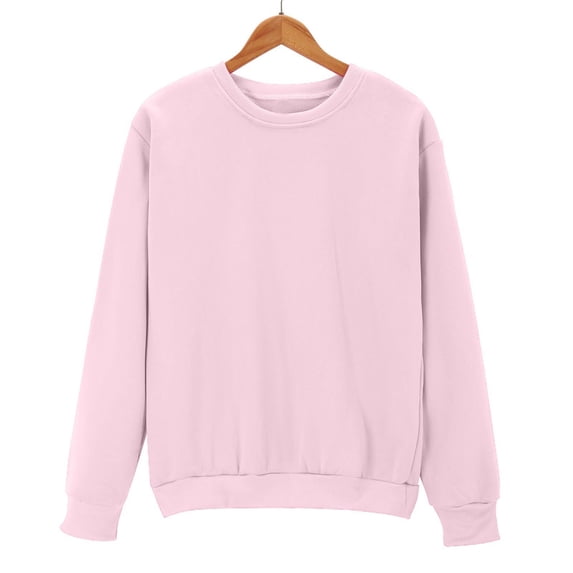 Tusihei Women Fall Long Sleeve Solid Casual Pullover Tops Basic Knit Sweater Blouse Layer Sweatshirt Cozy Autumn Outfit, Pink XL