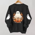 thumbnail image 1 of Tusihei Women Halloween Long Sleeve Cute Graphic Casual Pullover Tops Sweater Fall Winter Outfits, Black M, 1 of 5