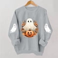 thumbnail image 1 of Tusihei Women Halloween Long Sleeve Cute Graphic Casual Pullover Tops Sweater Fall Winter Outfits, Gray S, 1 of 5