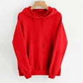 thumbnail image 1 of Tusihei Women Hooded Pullover Sweatshirt Casual Loose Fit Long Sleeve Solid Cozy Fall Winter Tops Lightweight Streetwear Outerwear, Red S, 1 of 5