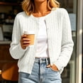 thumbnail image 1 of Tusihei Women Long Sleeve Button Down Cardigan Open Front Cable Knitted Layer Blouses Lightweight Soft Coat Fall Winter Sweater Outerwear, White XL, 1 of 5