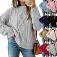 thumbnail image 1 of Tusihei Women Oversized Cable Knit Sweater Long Sleeve Chunky Pullover Tops Casual Fall Winter Cozy Knitwear Loose Fit Sweaters for Women, Gray 2XL, 1 of 5