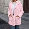 thumbnail image 1 of Tusihei Women's Collared Hooded Long Sleeve Fuzzy Coat Warm Button Down Cardigan Outerwear Casual Fall Winter Solid Sweater Jacket, Pink M, 1 of 9