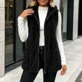 thumbnail image 1 of Tusihei Women's Sleeveless Hooded Zip Up Fleece Vest Lightweight Warm Jacket Casual Solid Long Outerwear for Daily Wear Comfortable Layering Piece, Black M, 1 of 8