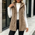 thumbnail image 1 of Tusihei Women's Sleeveless Hooded Zip Up Fleece Vest Lightweight Warm Jacket Casual Solid Long Outerwear for Daily Wear Comfortable Layering Piece, Coffee XL, 1 of 8