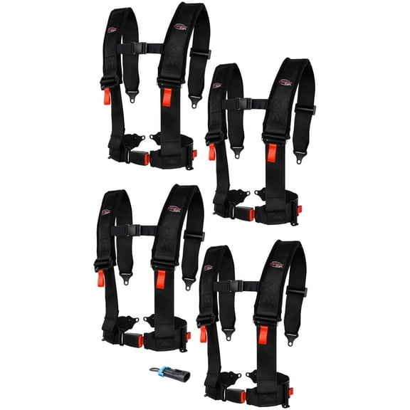 Tusk 4 Point 3 Inch H-Style Safety Harness 4 Seat Package for Polaris Rzr Xp 4 Turbo S Velocity 2019-2021