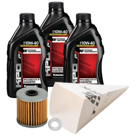 Tusk 4-Stroke Oil Change Kit for Kawasaki 10W-40 For Kawasaki KLR250 1985-2005