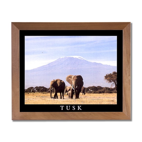 Tusk African Elephant Herd Kids Room Animal Wildlife Wall Picture Honey Framed Art Print