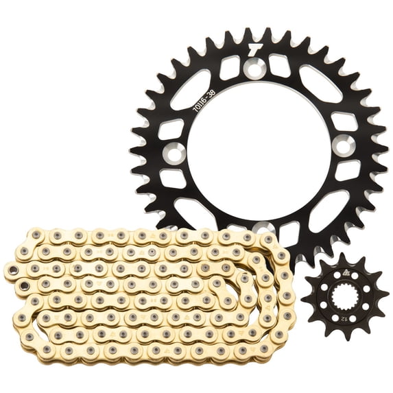 Tusk 215270011840ef-53cf78 Chain and Sprocket Kit - Aluminum Rear/Gold X-Ring Chain Black Rear Sprocket For Suzuki RMZ450 2005,2007