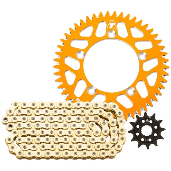 Tusk Chain And Sprocket Kit - Aluminum Rear/Gold X-Ring Chain Orange Rear Sprocket for Gasgas Mc 125 2021-2024