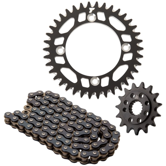 Tusk Chain and Sprocket Kit - Aluminum Rear/O-Ring Chain Black Rear Sprocket For Honda CR125R 1997