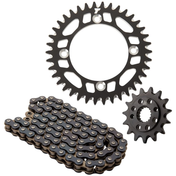 Tusk Alloy Kit & O-Ring Chain Black Rear Sprocket For Kawasaki KX125 2003