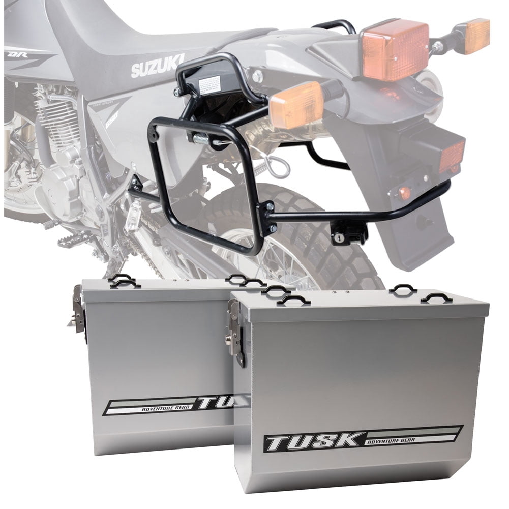 Dr650 Rear Rack Tusk Tusk Aluminum Panniers with Pannier Racks V2 Large Silver For Suzuki ...