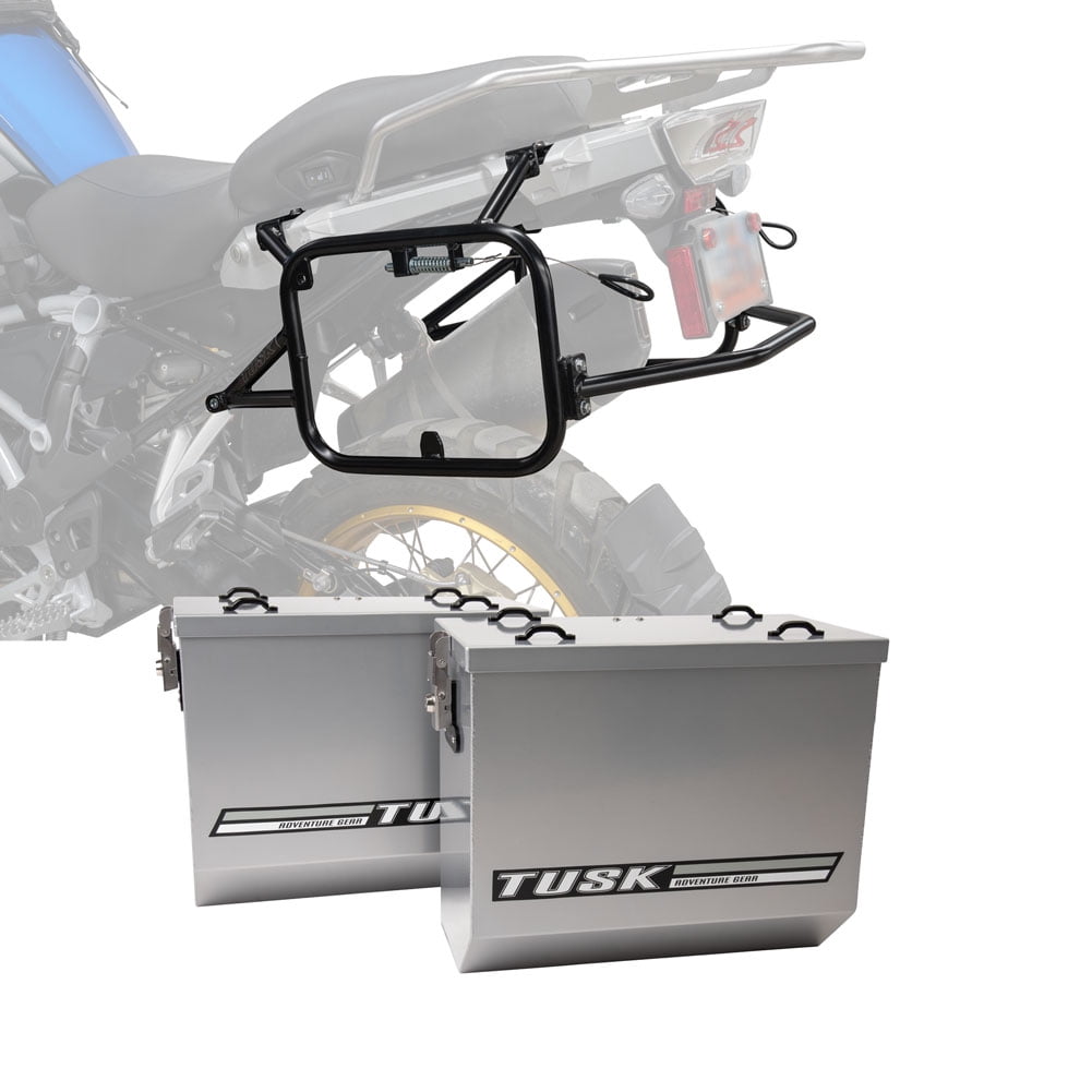 Silverlining Racks Tusk Aluminum Panniers with Pannier Racks V2 Large Silver Panniers ...