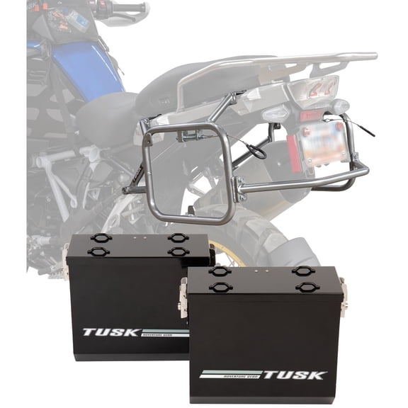 Tusk 1467340224 Aluminum Panniers with Pannier Racks V2 Medium Black Panniers/Silver Racks