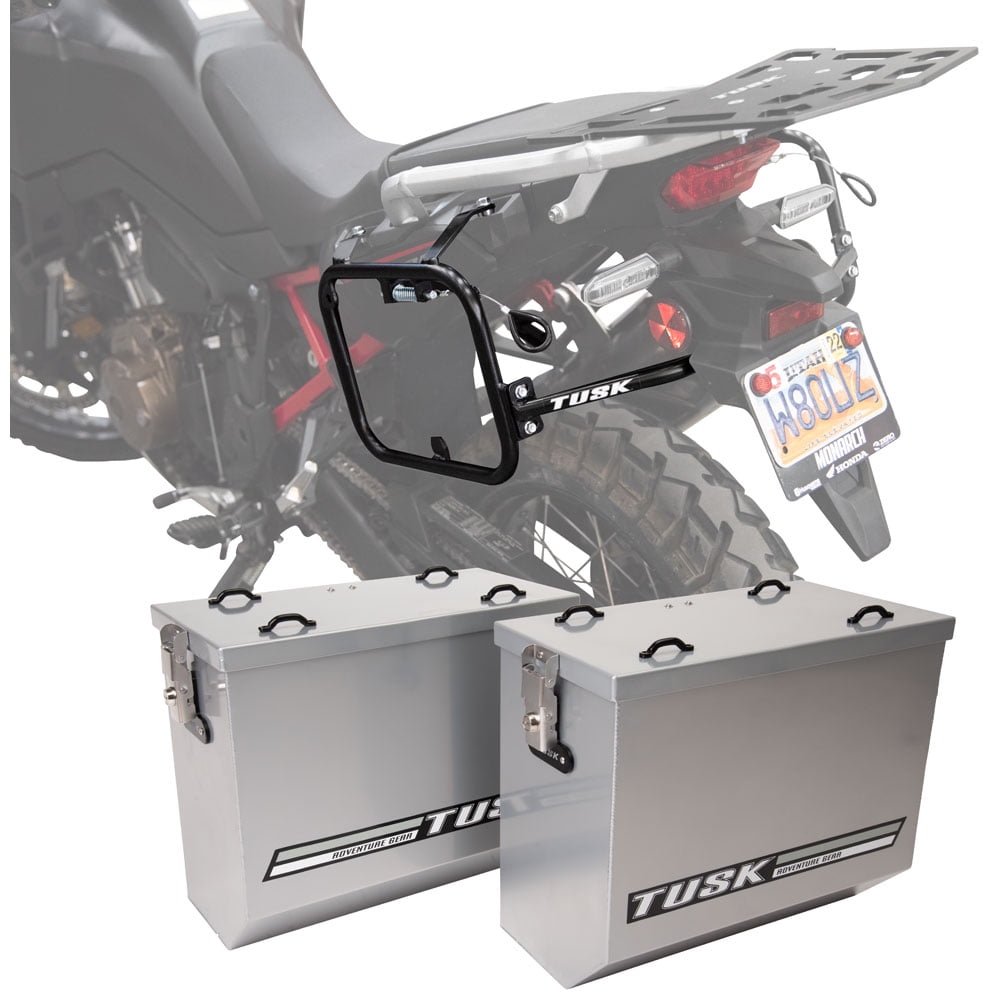 Atp Adventure Rack Tusk Aluminum Panniers with Pannier Racks V2 Medium Silver for Africa ...