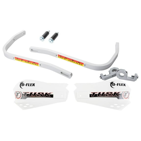 Tusk D-Flex Handguards with MX Shields White 1 1/8" Bar Mounts