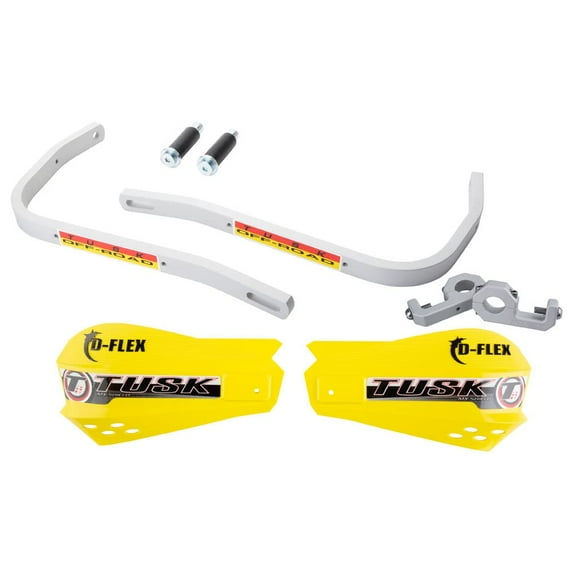 Tusk D-Flex Handguards with MX Shields Yellow 1 1/8" Bar Mounts