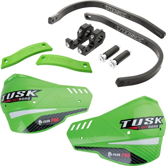 Tusk D-Flex Pro Adventure Handguards Black Bar/Green Plastics 7/8" Bars for KTM 1290 Super Adventure T 2017