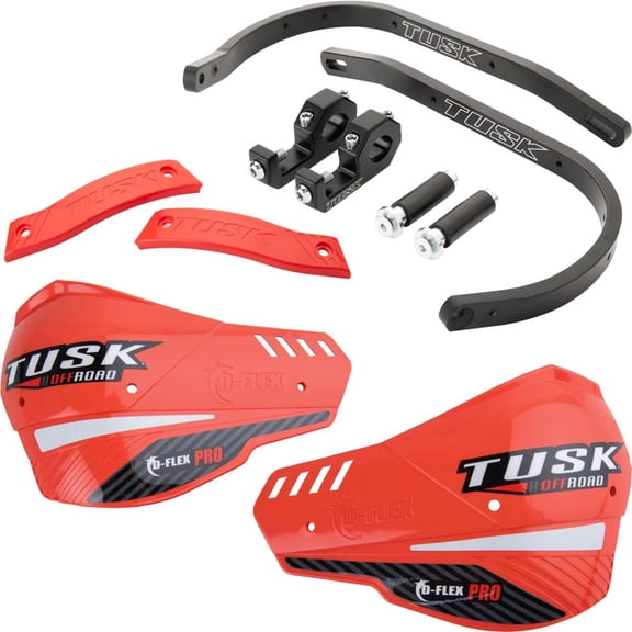 Tusk D-Flex Pro Adventure Handguards Black Bar/Red Plastics 7/8" Bars for Kawasaki KLR650 Adventure ABS 2022-2024
