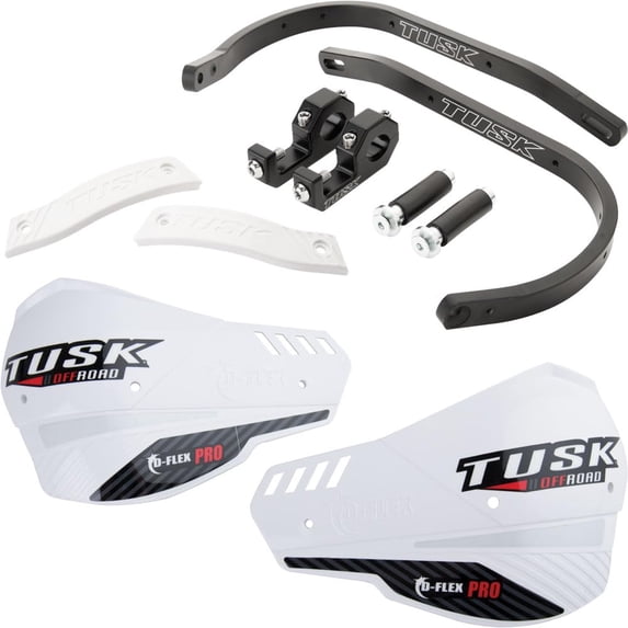 Tusk D-Flex Pro Adventure Handguards Black Bar/White Plastics 7/8" Bars for KTM 890 Adventure R Rally 2021,2024