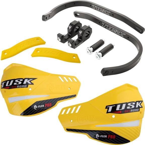 Tusk D-Flex Pro Adventure Handguards Black Bar/Yellow Plastics 1 1/8" Bars for Kawasaki KLR650 S ABS 2023-2024