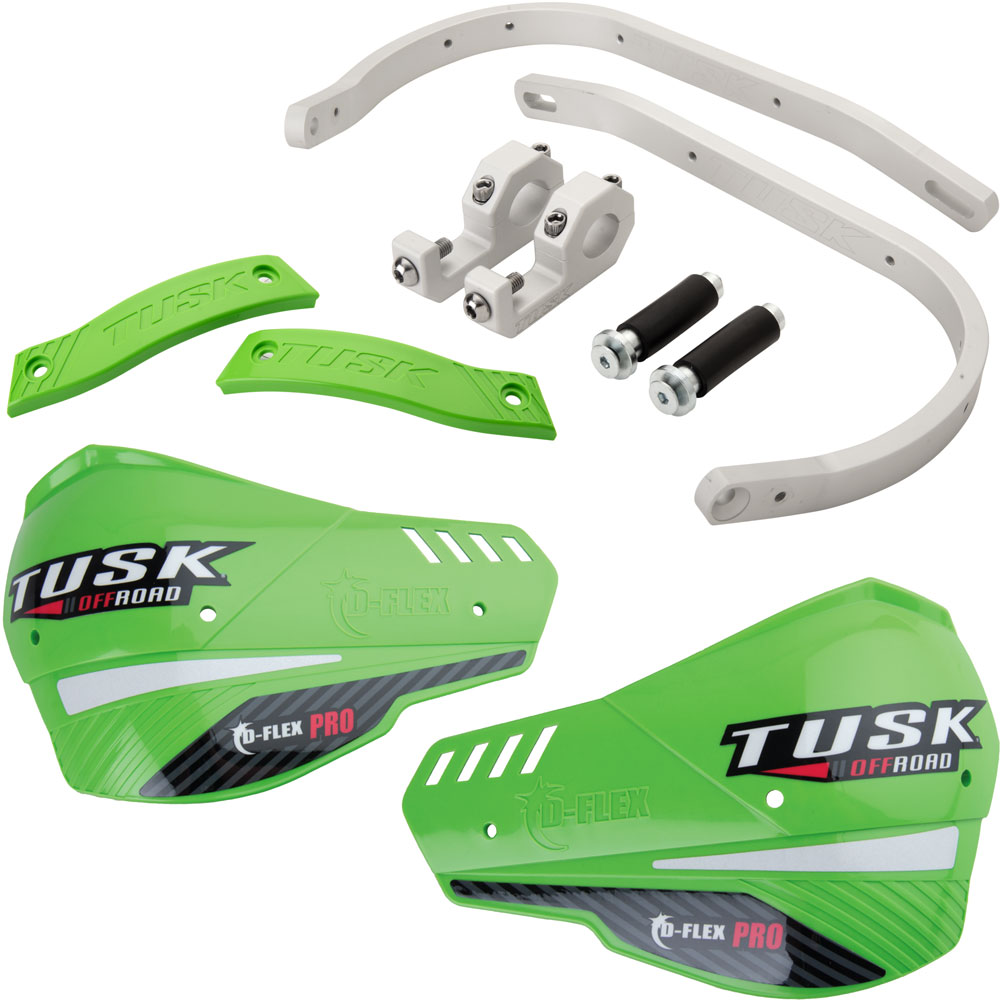 Tusk DFlex Pro Adventure Handguards Silver Bar/Green Plastics 7/8" Bars For Honda XR650L 1993