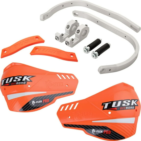 Tusk D-Flex Pro Adventure Handguards Silver Bar/Orange Plastics 1 1/8" Bars for Kawasaki KLR650 S ABS 2023-2024
