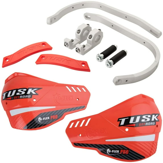 Tusk D-Flex Pro Adventure Handguards Silver Bar/Red Plastics 1 1/8" Bars for Honda CRF250L Rally (ABS) 2017-2020