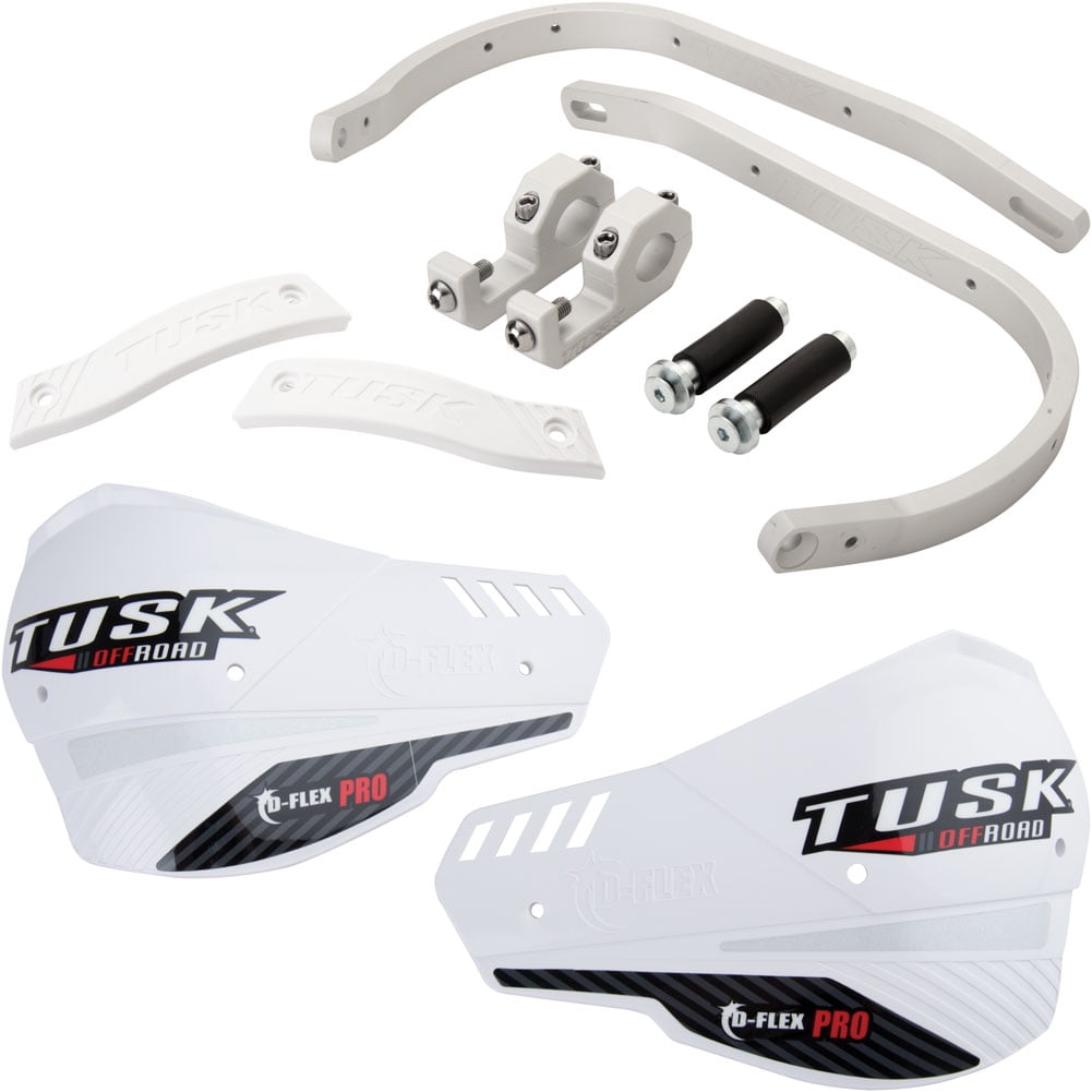 Tusk DFlex Pro Adventure Handguards Silver Bar/White Plastics 1 1/8