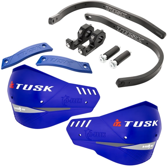 Tusk D-Flex Pro Handguards Black Bar/Blue Plastics 7/8" Bars For Suzuki DS100 1978-1981