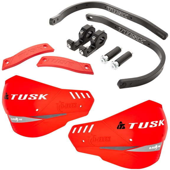 Tusk D-Flex Pro Handguards Black Bar/Red Plastics 7/8" Bars For Suzuki DS100 1978-1981