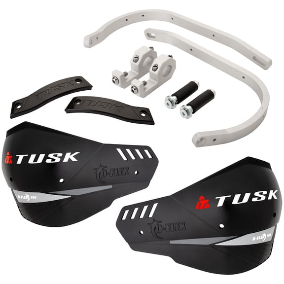 Tusk D-Flex Pro Handguards Silver Bar/Black Plastics 1 1/8" Bars For Suzuki DS100 1978-1981