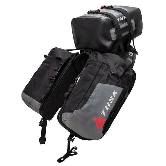 Tusk Excursion Rackless Luggage System w/ X-Small Dry Duffel Tail Bag Standard Heat Shield Black/Grey