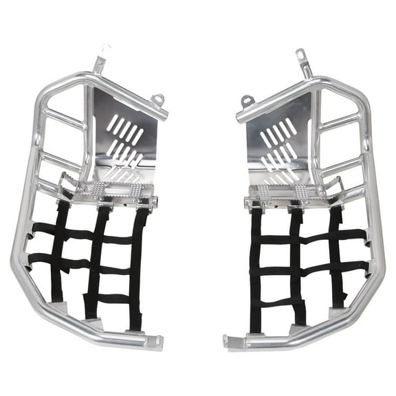 Tusk Foot Peg Nerf Bars With Heel Guards Silver With Black Webbing For HONDA TRX 400EX 1999-2007