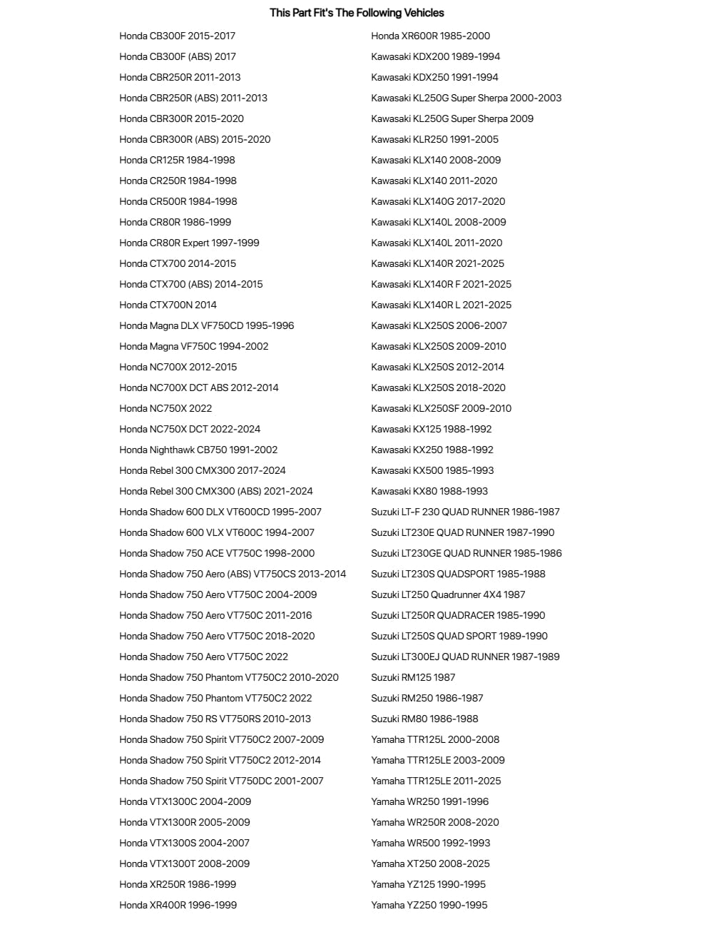 Kit De R&eacute;paration De Pompe De Frein Avant HONDA CR125/250R 86