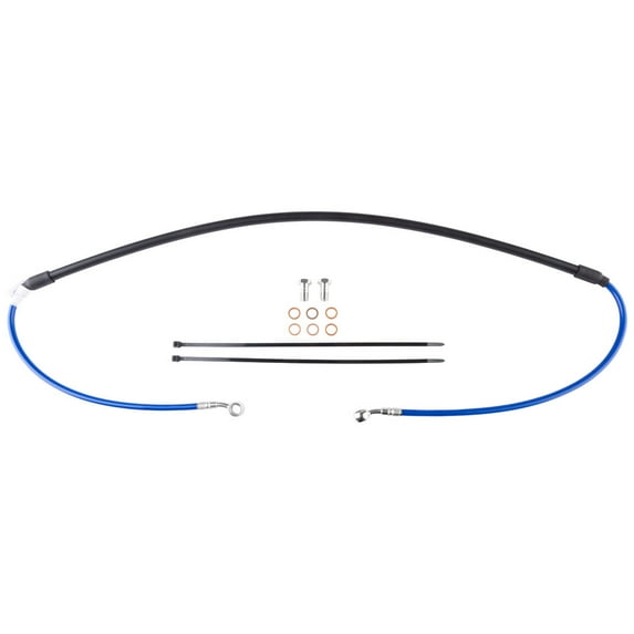 Tusk Front Motorcycle Steel Braided Brake Line Standard Length Blue