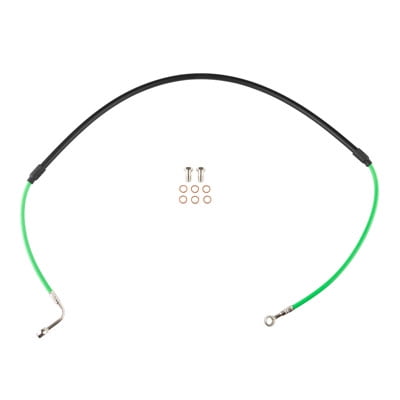 Tusk Front Motorcycle Steel Braided Brake Line Standard Length Green For Kawasaki KX85 2001-2013