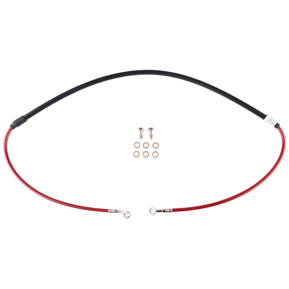 Tusk Front Motorcycle Steel Braided Brake Line Standard Length Red