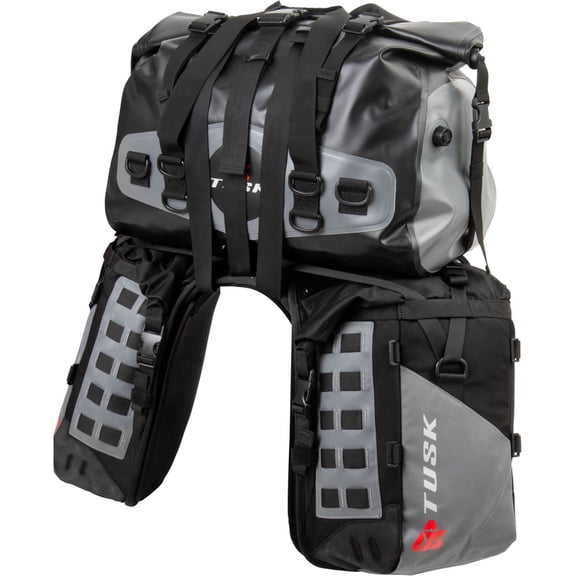 Tusk Highland X2 Rackless Luggage System w/Medium Dry Duffel Tail Bag Standard Heat Shield Black/Grey For Ducati 1200 Multistrada V4 Rally 2026