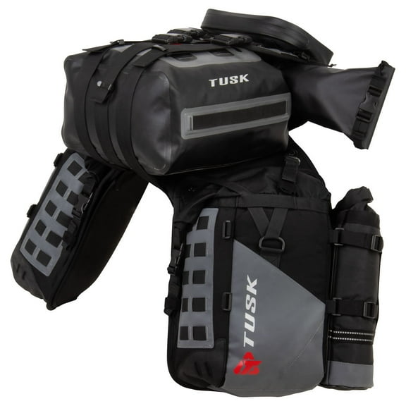 Tusk Highland X2 Rackless Luggage System w/Small Dry Duffel/Large Bottle Holders Standard Heat Shield Black/Grey For Kove 800X Rally 2025