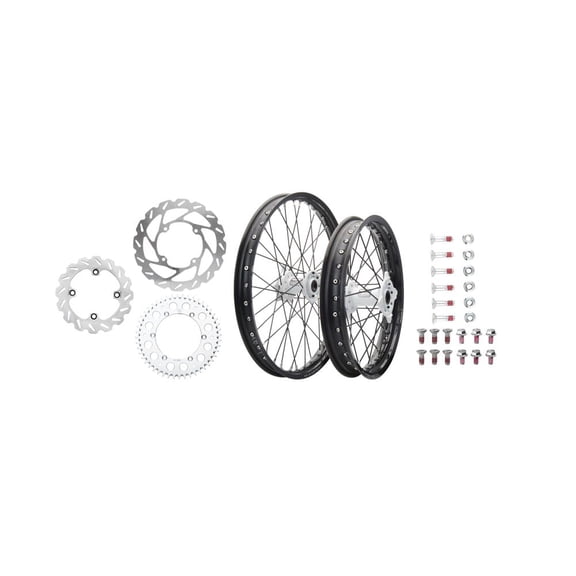 Tusk Impact Complete Front/Rear Wheel Package 1.60 X 21 / 2.15 X 19 Black Rim/Black Spoke/White Hub for Husqvarna Fc 450 Rockstar Edition 2022-2024