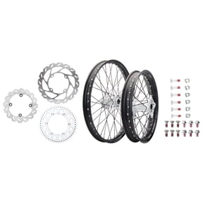 Tusk Impact Complete Front/Rear Wheel Package 1.60 X 21/2.15 X 19 Black Rim/Black Spoke/White Hub for Ktm 300 Sx (Fuel Injected) 2023-2024