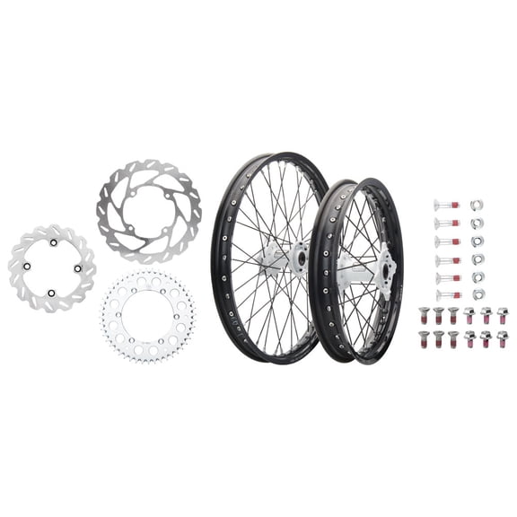 Tusk Impact Complete Front/Rear Wheel Package 1.60 X 21/2.15 X 19 Black Rim/Black Spoke/White Hub for Ktm 300 Sx (Fuel Injected) 2023-2024