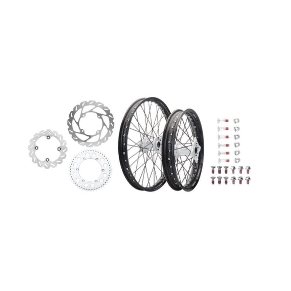 Tusk Impact Complete Front/Rear Wheel Package 1.60 X 21 / 2.15 X 19 Black Rim/Black Spoke/White Hub for Ktm 250 Sx-F 2017-2022