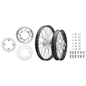 Tusk Impact Complete Front/Rear Wheel Package 1.60 X 21 / 2.15 X 19 Black Rim/Black Spoke/White Hub for Ktm 300 Xc 2006-2019