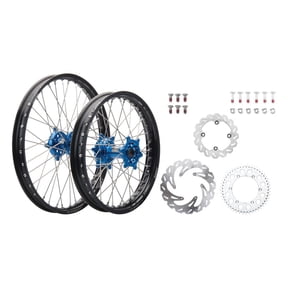 Tusk Impact Complete Front/Rear Wheel Package 1.60 x 21 / 2.15 x 19 Black Rim/Silver Spoke/Blue Hub for Ktm 450 Sx-F 2020-2022