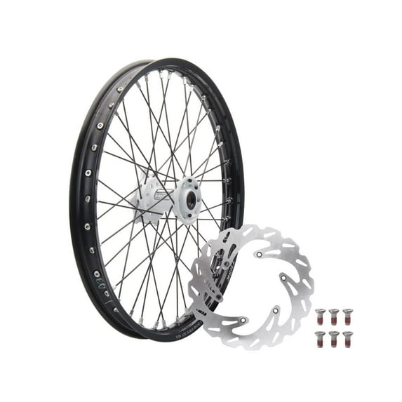 Tusk Impact Complete Front Wheel Package 21 x 1.60 Black Rim/Black Spoke/White Hub