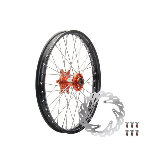 Tusk 19335900255F0B-13Fd56 Impact Complete Front Wheel Package 21 X 1.60 Black Rim/Silver Spoke/Orange Hub for Ktm 505 Sx-F 2007-2008