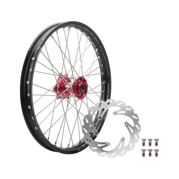 Tusk Impact Complete Front Wheel Package 21 X 1.60 Black Rim/Silver Spoke/Red Hub for Gasgas Ex 300 (Fuel Injected) 2021-2025